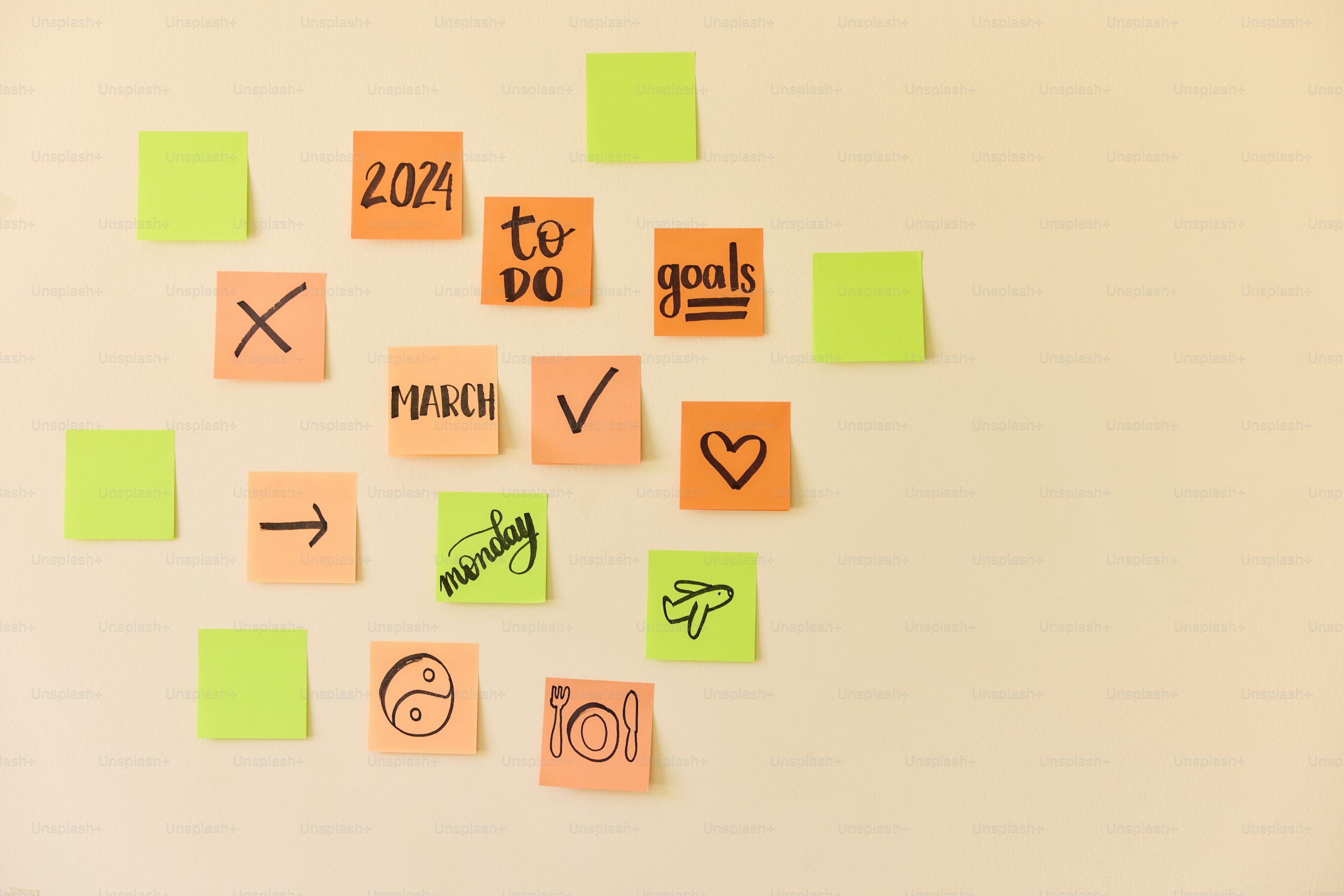 Content topics grouped with sticky notes