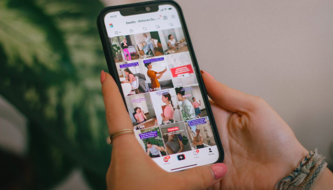 Small business owner using Instagram on a smartphone