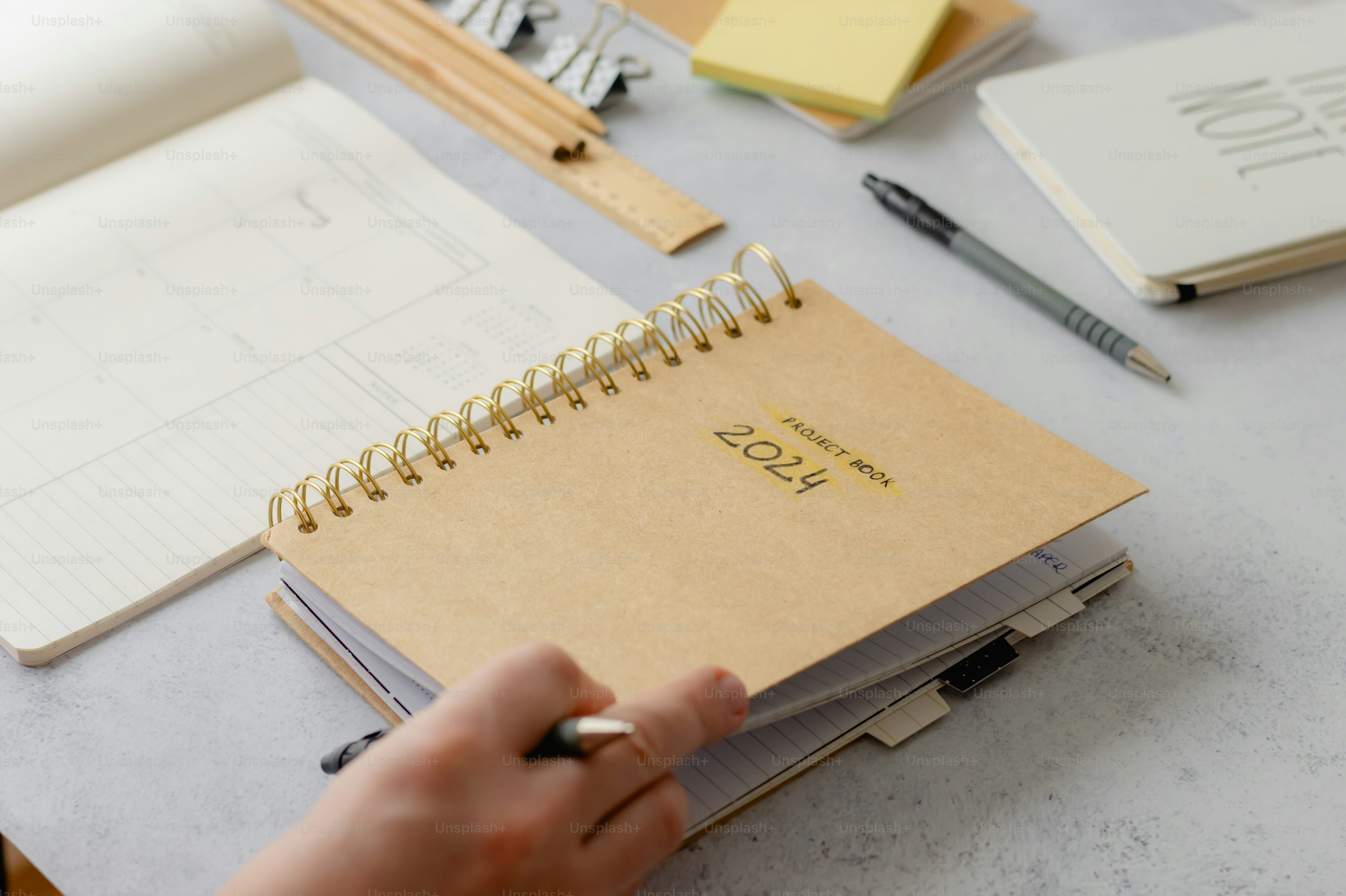 Content outline and editing notes in a notebook