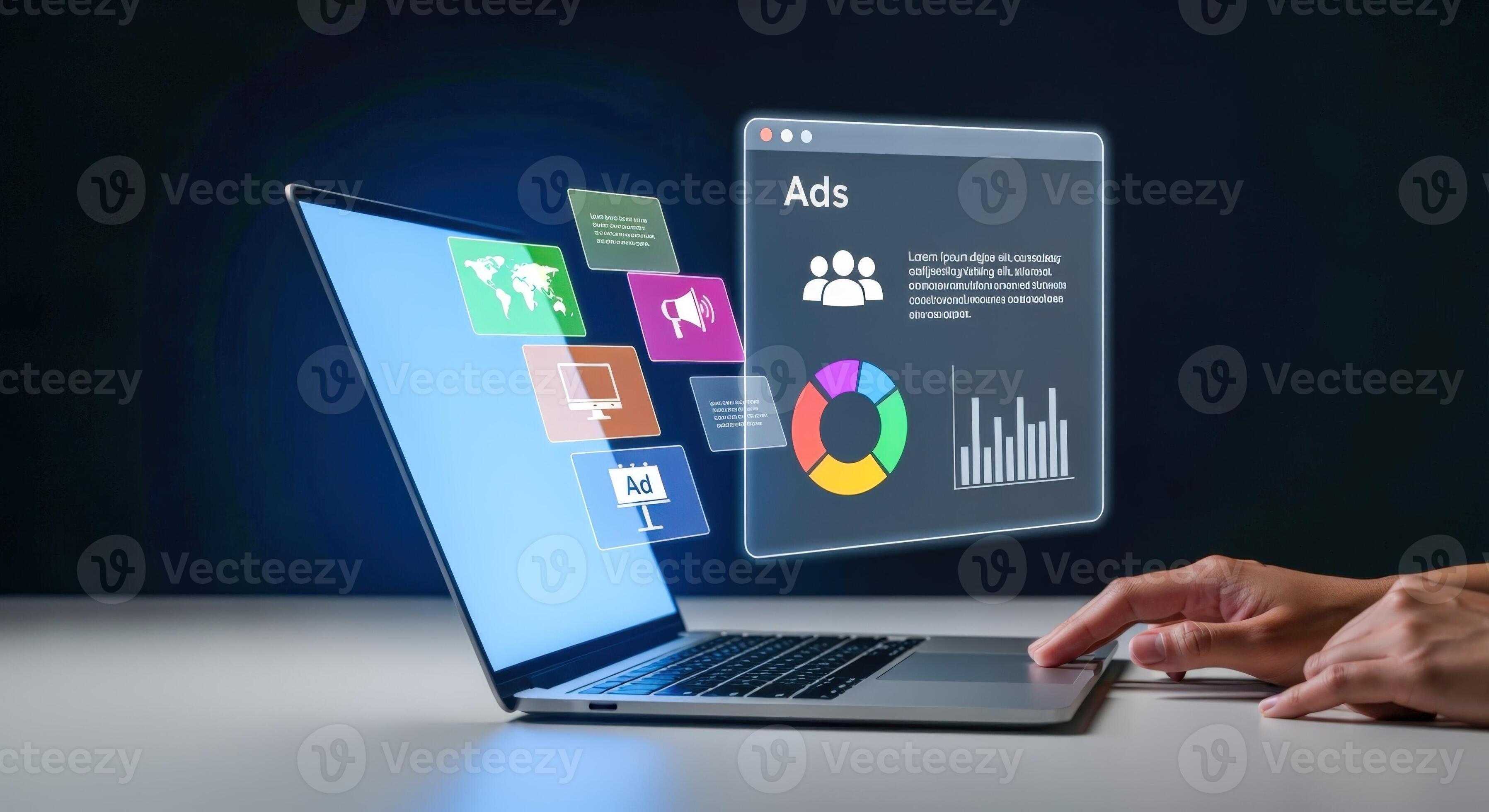 Digital advertising audience analytics on a laptop