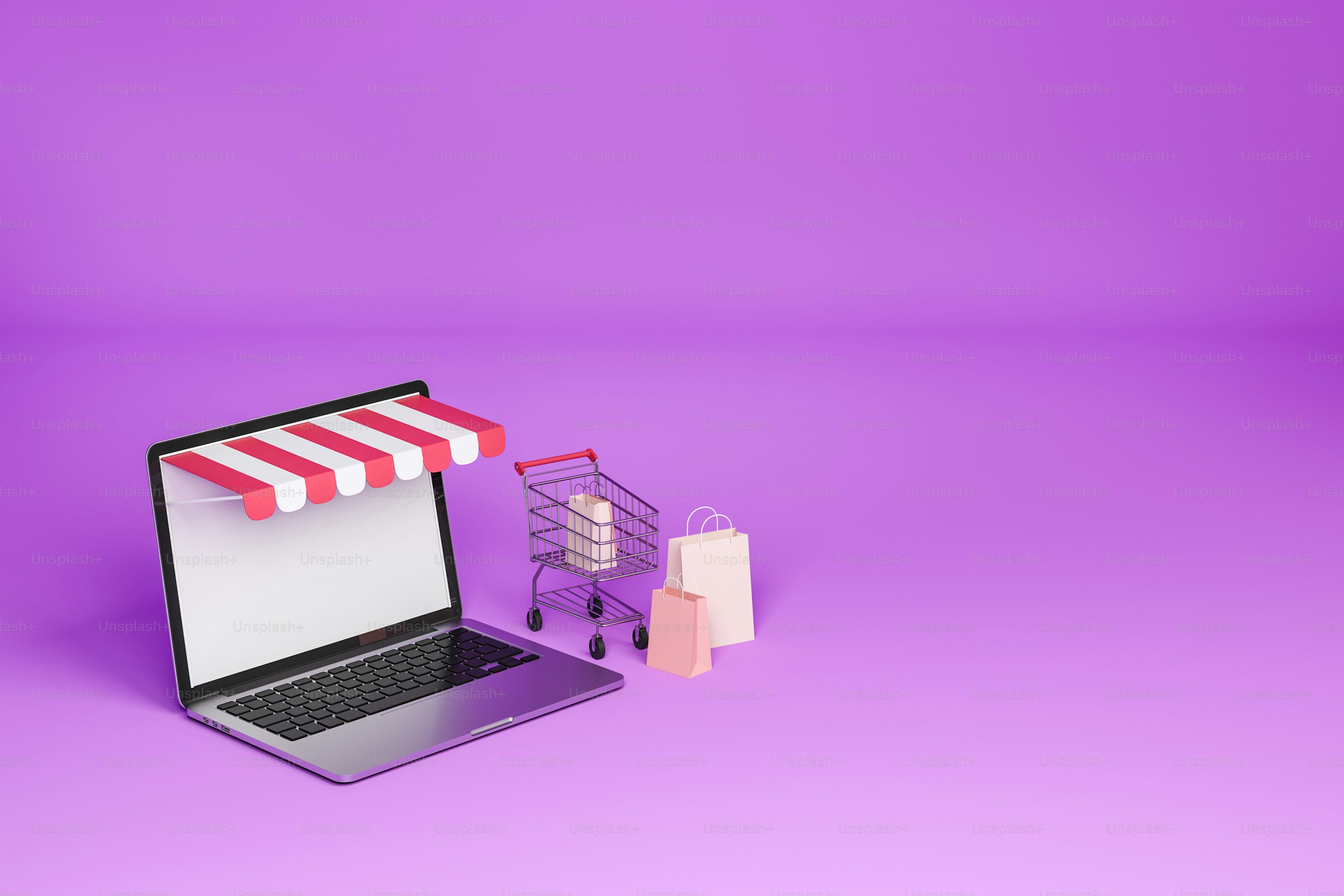Online shopping cart and checkout displayed on a laptop